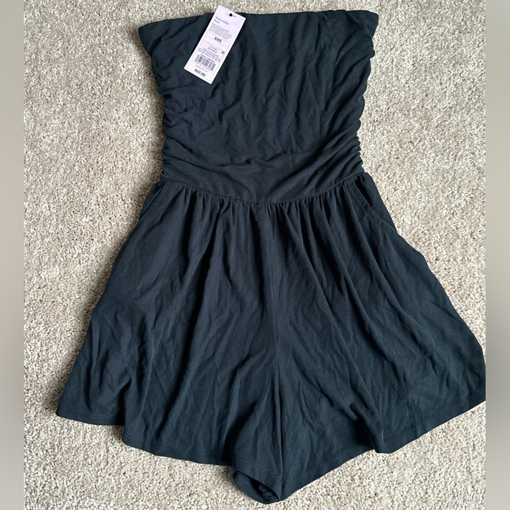 NWT, Wild Fable Black Ruched Strapless Women's Romper
